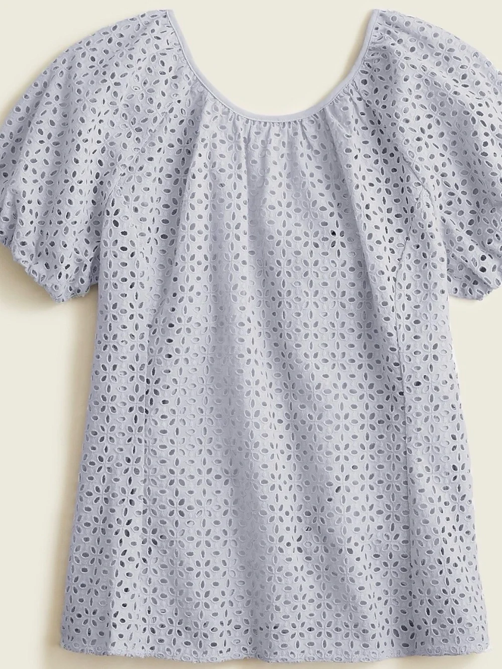 J. Crew Lavender V-Back Eyelet Short-Sleeve Blouse